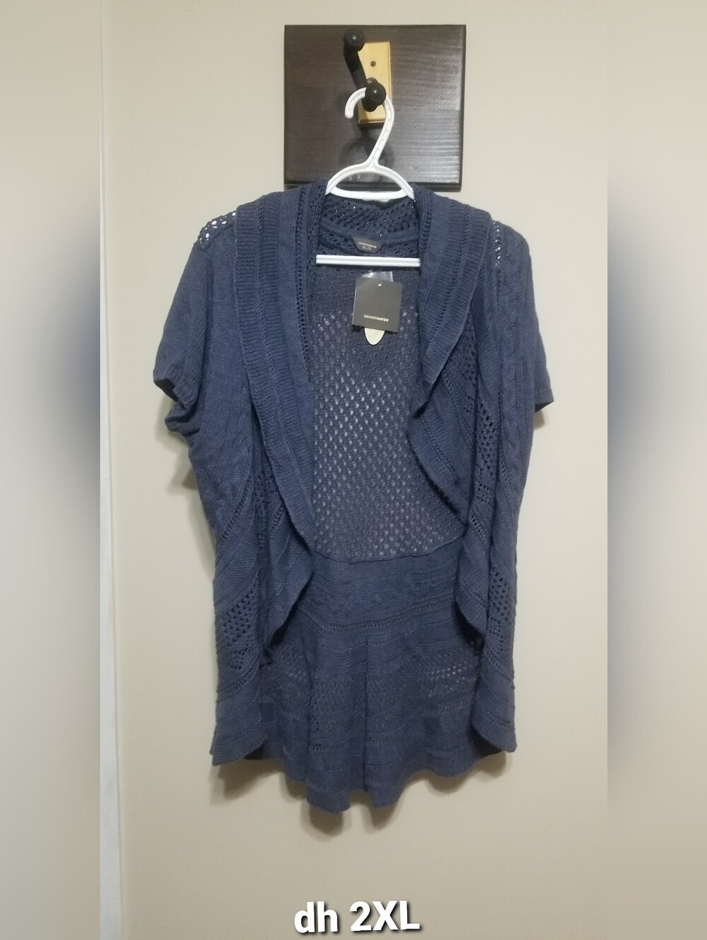 Denver Hayes Cardigan Open-Front Crochet Short-Sleeve 2XL Sweater Nwtag